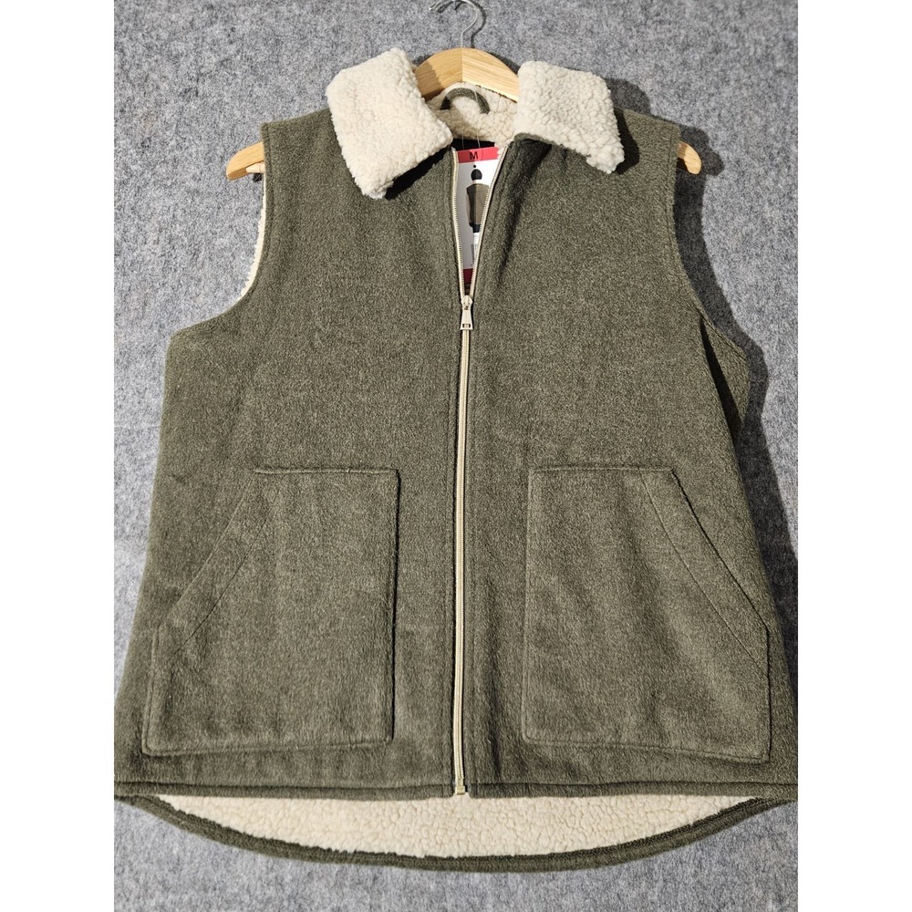 Sanctuary Women's Medium Olive Sherpa Lined Vest Soft Warm Cozy Heavyweight NWT